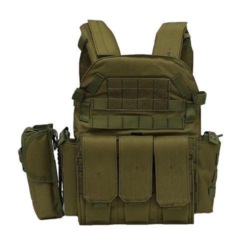 YSSHOP 다기능 사냥 조끼 군사 전술 Molle 조끼, 한 사이즈, 옥스포드 헝겊, 육군 녹색