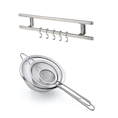 Deoxygene 1set 304 스테인레스 스틸 마그네틱 나이프 홀더 및 3 세트 와이드 에지 능직 오일 그리드 소쿠리, 1개