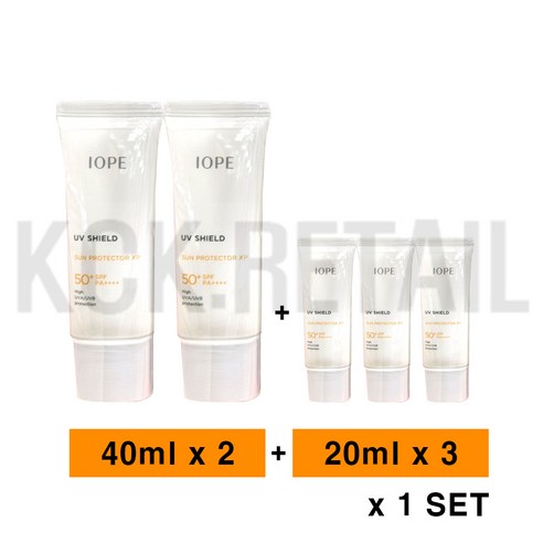아이오페 유브이 쉴드 선 프로텍터 선크림 SPF50+ PA++++, 140ml, 1세트