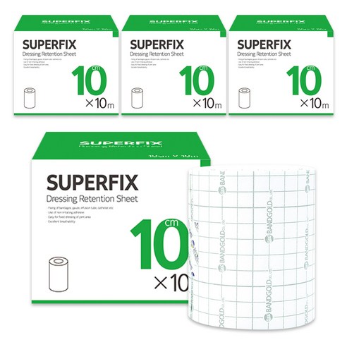 밴드골드 슈퍼픽스 10cmx10M x 4개 부직포반창고 화이트 롤타입, 1개입, 1세트