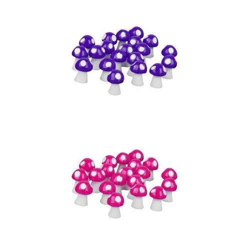 40x 소형 버섯 요정 정원 테라리움 장식 분재 공예 로즈 & 퍼플, 9x11mm, 수지, 설명