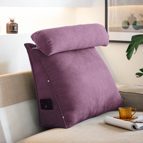 [RichMagic] 삼각형 독서 베개 소파 허리 쿠션 작은 웨지 등받이 베개 부드러운 다시 휴식 침대 쿠션 웨지 베개 A2, 45x45x20cm1.5kg, Purple