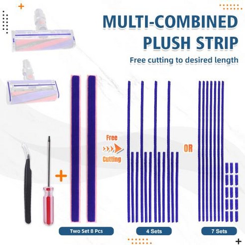 다이슨에어랩 다이슨 호환 진공 청소기 헤드용 부드러운 봉제 스트립 교체 무료 절단 V6V7V8V10V11V12V15 DC58 DC59 DC62 DC72 DC74 230mm