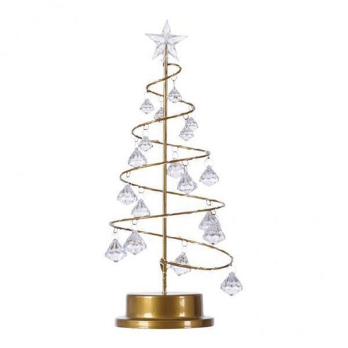 테이블 크리스마스 장식 생일을위한 2xChristmas 트리 램프 야간 조명, 13x13x33cm, 따뜻한 화이트, 철