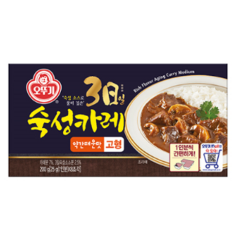 오뚜기 3일 숙성카레 약간 매운맛 고형, 200g, 2개