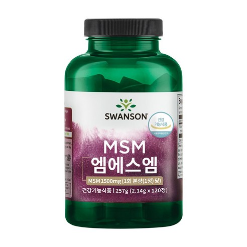 [한국공식] 스완슨 엠에스엠, Swanson 메틸설포닐메탄 MSM 1500mg 120, 1개, 120정