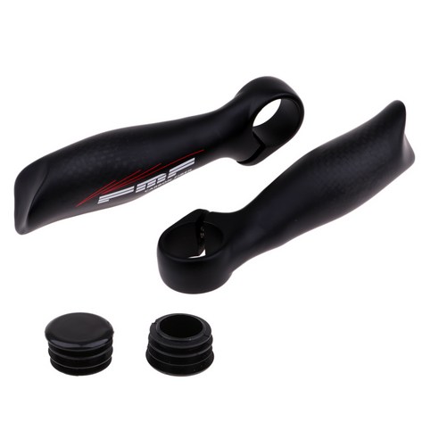 SJSHOP 2PCS 블랙 사이클링 자전거 자전거 마운틴 핸들 바 엔드 그립, 설명, 탄소 섬유 알루미늄 합금, 매트 블랙