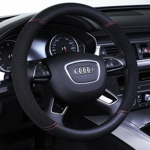 자동차 핸들 커버 Bora Tiguan Magotan 폴로 Passat Santana 사계절 범용 여름 얼음 실크 핸들 커버, 슈프림 스타일 (블랙)