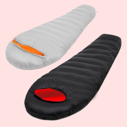 [콜럼버스] 다우니패더 히말라야 머미형 침낭/덕다운/오리털침낭/캠핑용품, 1개, 블랙/그레이
