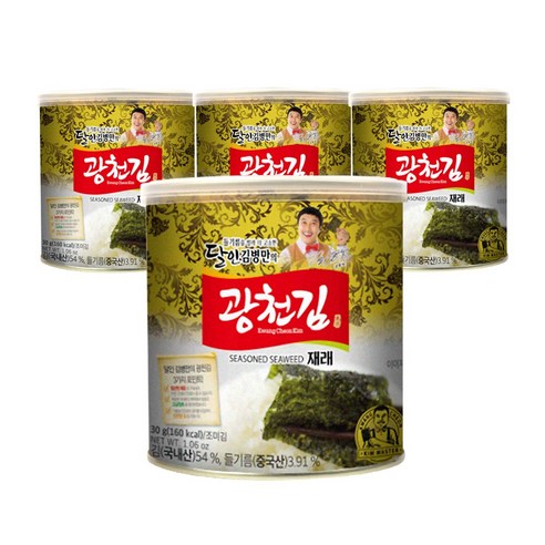 광천김 달인 김병만 재래 캔김, 4개, 30g, 100ml