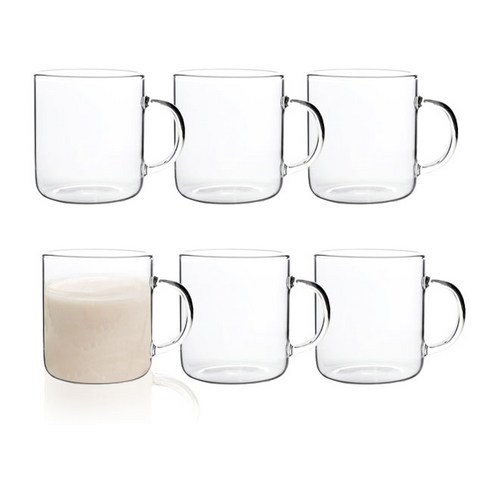 Bestra 홈카페 내열유리 머그컵 190ml, 투명, 6개