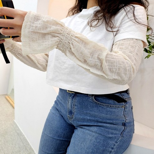 낌유스토어 레이스 운전팔토시, 아이보리