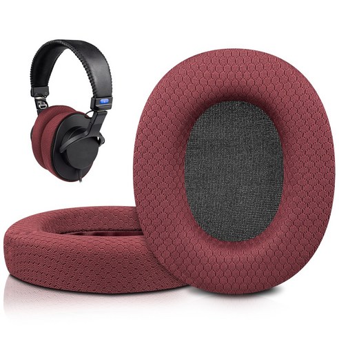 SOULWIT 교체용 이어패드-호환 모델 소니 Sony MDR-7506 MDR-V6 MDR-V7 MDR-CD900ST 모니터 헤드폰 - 부드러운 고밀도 폼 쿠션 1쌍, Mesh Fabric, Burgundy, 1개