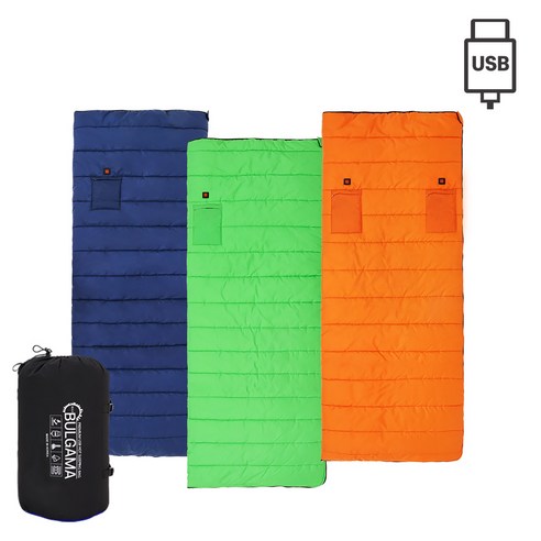USB 온열 침낭 차박 캠핑 이불 동계 열선 핫팩침낭, 열판8개(배터리포함), 그린, 1개