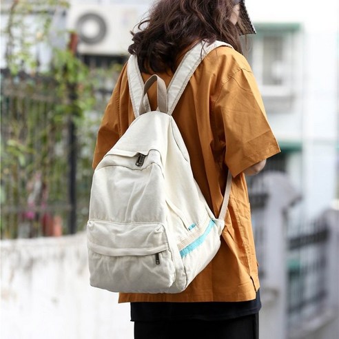 DIRUN KORELAN 패션 백팩 일본 빈티지 느낌의 오래된 복고풍 단색 간단한 학생 캔버스 배낭