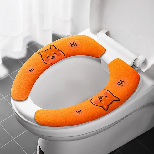 모든 계절을위한 화장실 스티커 홈 빨 수있는 접착 화장실 매트, 대형 오렌지 폭스