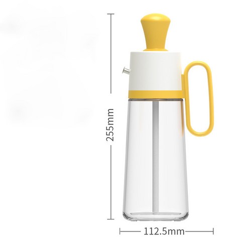 [햇볕과너] 2합 1병 오일 솔 분유기 베이킹 바비큐 조미료 휴대용 캠핑 실리콘 오일 병 솔 대용량 주방 조미료 병, 노란색