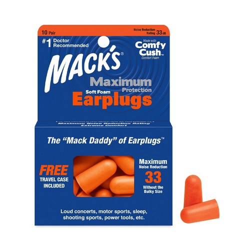 Macks 맴시멈 소프트 폼 수면 귀마개, 2개