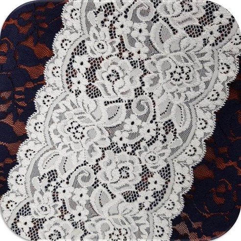DKLACE-5411-F / (폭 13cm 길이1yd 5yd 기준) / 자가드 낙하판 스판 레이스 모음, 화이트(270cm_3yd기준), 1개