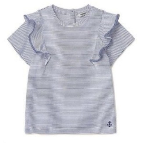 레노마키즈] 프릴테이프잔스트라이프 티셔츠 R2322T170 23년 여름상품 러블리한 느낌을 주는 S/T 티셔츠 사이즈110-160] 초등생~ NC수원터미널