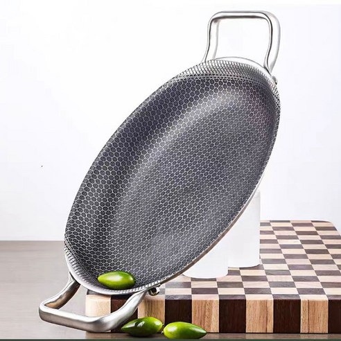 RIMISUNG 그릴팬 고기구이팬 다용도팬, 타원형 손잡이 팬40cm, 1개
