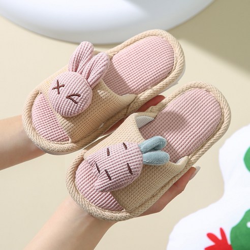 래빗풋 당근토끼 온가족 오픈 거실 실내화, 핑크, 1개