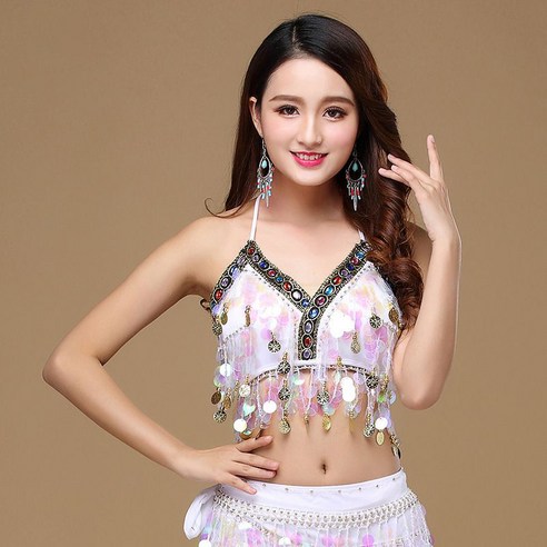 밸리 댄스 복 벨리 스팽글 홀터 브래지어 탑 보헤미안 페스티벌 탑 클러빙 부족 브래지어, 무료 크기, 빨간색