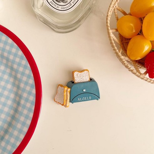 Ins 시뮬레이션 귀여운 음식 냉장고 스티커 크리 에이 티브 입체 메시지 스티커, 하나, 블루 빵-작은