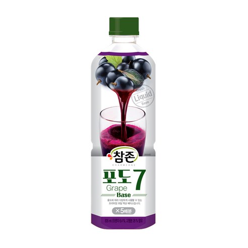 참존 과일베이스 포도7 835ml / 5배희석음료 뷔페음료 슬러쉬원액 칵테일시럽 과일시럽 대만빙수시럽 일본빙수시럽, 50개