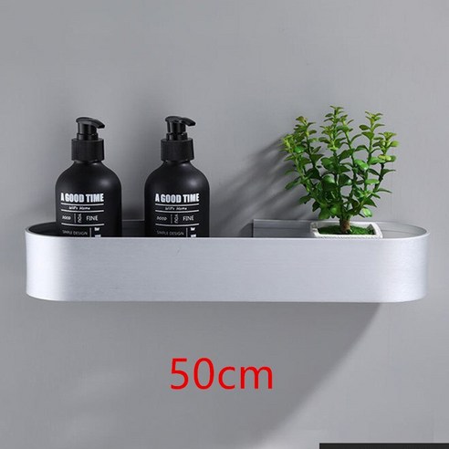 [SW] 30/40/50 cm 벽 선반 샤워 바구니 스토리지 랙 블랙 주방 욕실 선반 수건 바 로브 후크 욕실 액세서리, 하나, 50cm silver