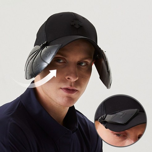 [윙캡] 얼굴 자외선 차단 골프 장비 - 모자에 끼우는 얼굴햇빛가리개, 블랙(모자 미포함)