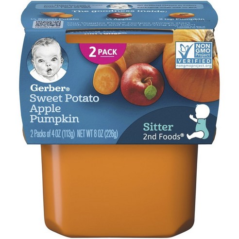 거버 어린이 과일퓨레 113g, 고구마 + 사과 + 호박, 2개