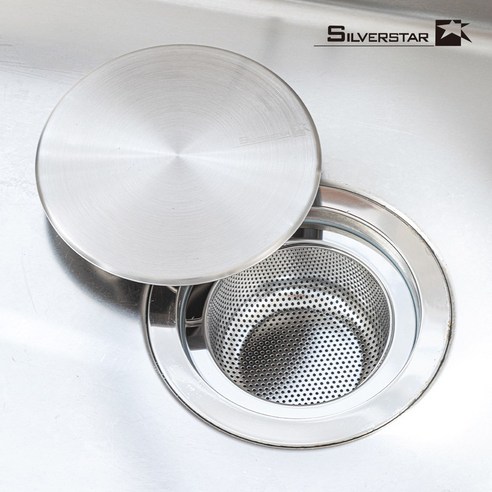   Silver Star All Stainless Steel 304 Sink Drain Cover + Filter Net Set, [Set] All Stainless Steel Drain Cover + Filter Net