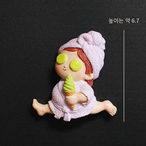 만화 냉장고 자석 행복 생활 자석 냉장고 문 장식 자석 3D 입체 자석 화이트 보드 메시지 포스트, 보라색 목욕 가운 달콤한 튜브 소녀 (냉장고 자석), 중간