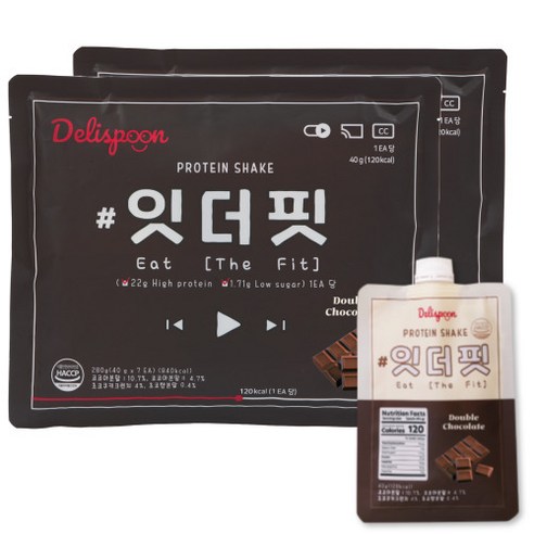 델리스푼 단백질 쉐이크 잇더핏 2주플랜 (더블초코맛 14개입), 280g, 2개