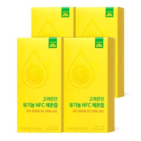 고려은단 유기농 NFC 레몬즙 15포, 4개, 300g