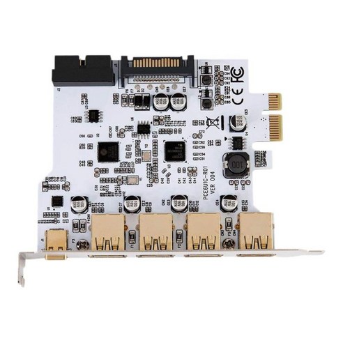 PCIe-USB 3.2 카드 유형 A 확장 유형 C PC 커넥터 데스크탑 19Pin USB 3.0 어댑터 Pci-E 카드 pci 변환기, 일반, 하얀색, PCB