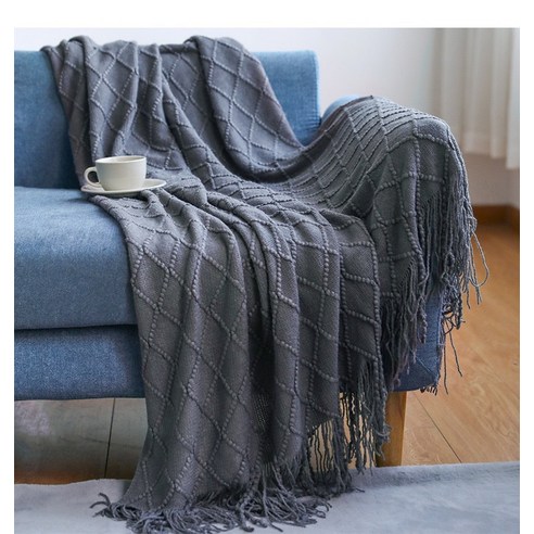 소파 담요 덮개 담요 침대 꼬리 담요 니트 담요 에어컨 담요 수술 낮잠 담요, 짙 은 회색.