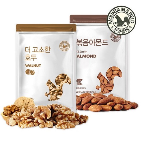 산과들에 23년산 햇 견과 1/4태호두400g+볶음아몬드400g / 신선한 견과류, 1개, 기타