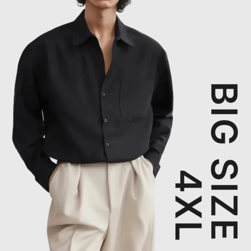 [편한스판/-4XL]블루제이 빅사이즈 오버핏 실키 셔츠