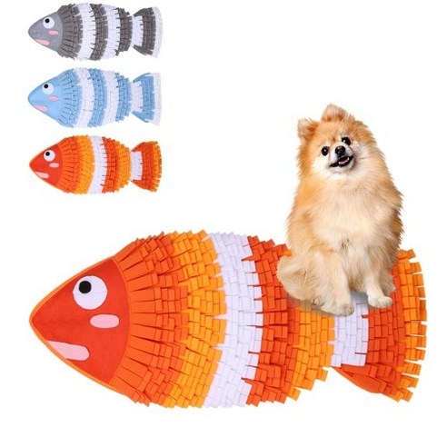 집사 필수템 강아지 대형 물고기 노즈워크 분리불안 두뇌발달 훈련 패드 장난감 80cm, 오렌지, 1개