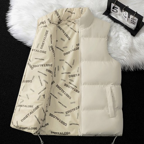 남성 양면 패턴 패딩 조끼 자켓 민소매 겨울 아우터 솜 점퍼 WI012PV