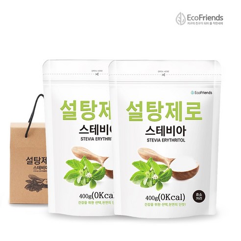 설탕제로 스테비아 에리스리톨 효소처리400gx2개+선물용박스1개, 400g, 2개