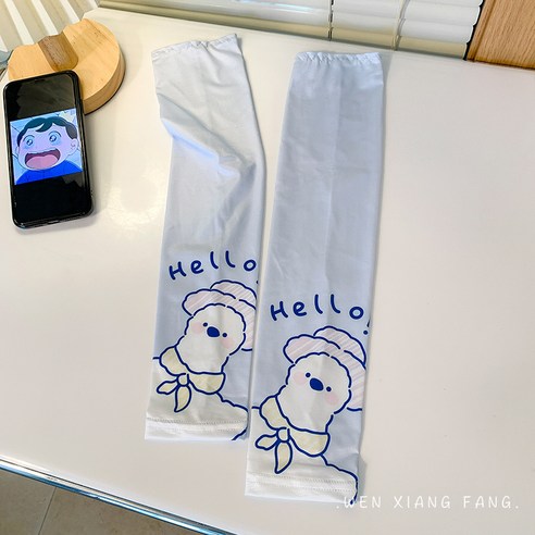 DFMEI 캐릭터 아이스 슬리브녀 여름 군훈 슬림 아웃도어 팔뚝 쿨링, DFMEI hollo