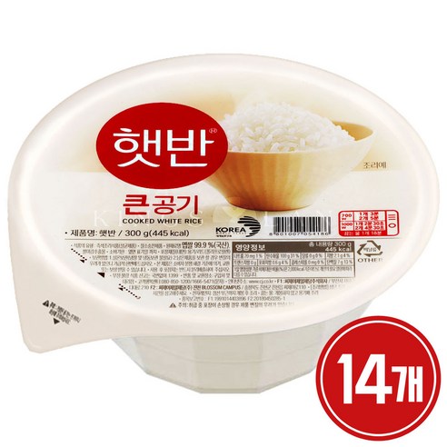 햇반 백미 큰햇반 사각, 300g, 12개