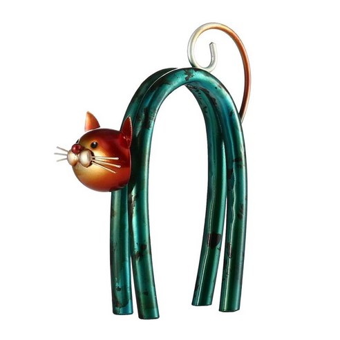 금속 조각 철 예술 서있는 고양이 수공예품 공예 사진 소품 크리스마스 홈 장식 가구 장식, 다색, {"수건소재":"철"}