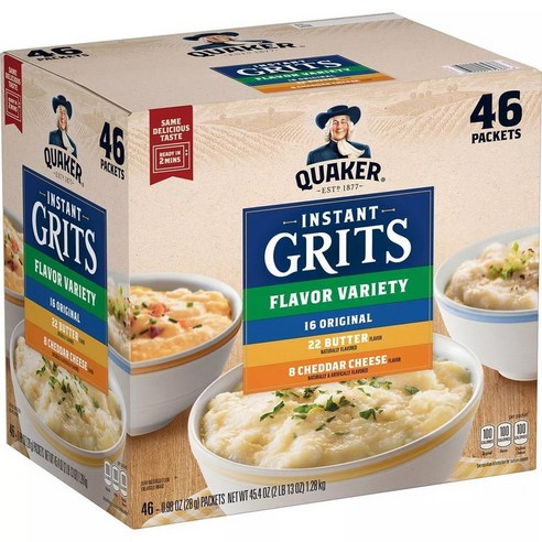 퀘이커 인스턴트 그리츠 버라이어티 팩 시리얼 Quaker Instant Grits, 28g, 1개