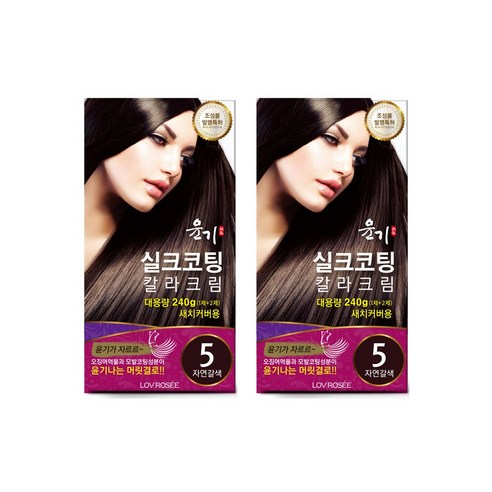 로브로제 윤기 실크코팅 칼라크림 새치커버 염색약, 5호 자연갈색, 2개