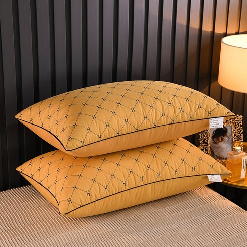 [LM] 100% 폴리에스테 섬유 정형외과 목 베개 호텔 기억 베개 건강한 잠 베개, Low pillow, Beige pillow