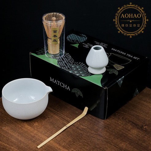 AOHAO 말차 도구 1/4/7 PCS 세트 MATCH WHISK 차선 차선립 다완, 1세트, 밝은 화이트4PCS